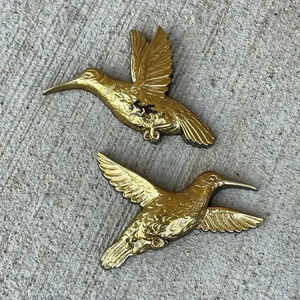 Homco MCM Vintage Hummingbird Wall Art Plastic Retro Gold Tones